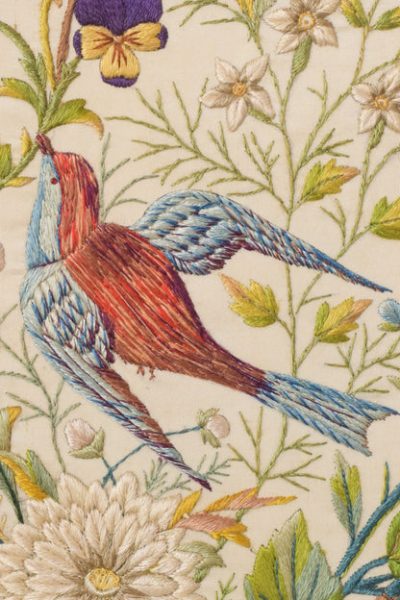 Framed Embroidery with Flowers and Birds - Image 4