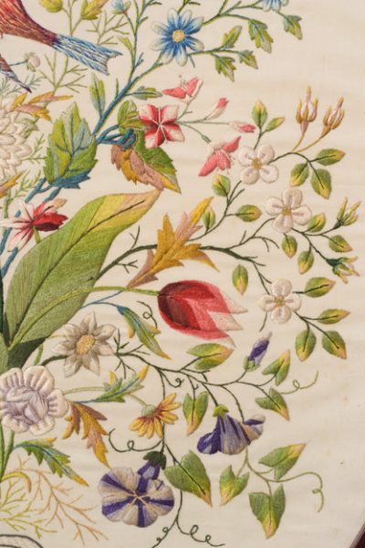 Framed Embroidery with Flowers and Birds - Image 7