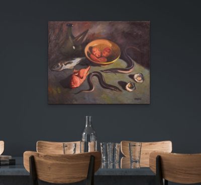 Enric Planasdura - Large Still Life Study of Fish and Oysters - Image 2