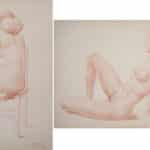 Barrera – Female Life Studies – Two Framed Drawings Miscellaneous