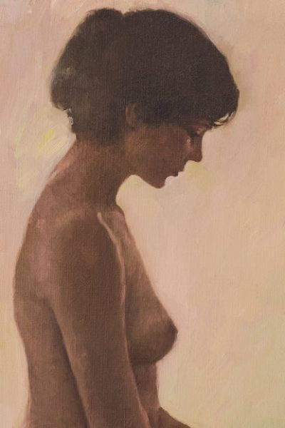 Female Nude Study with Bouquet of Flowers - Image 3