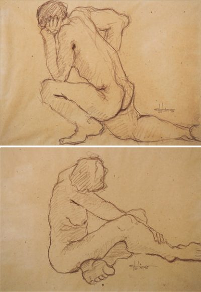 Ernest Julien Malla 1927 - 2022 - Two Framed Life Drawings