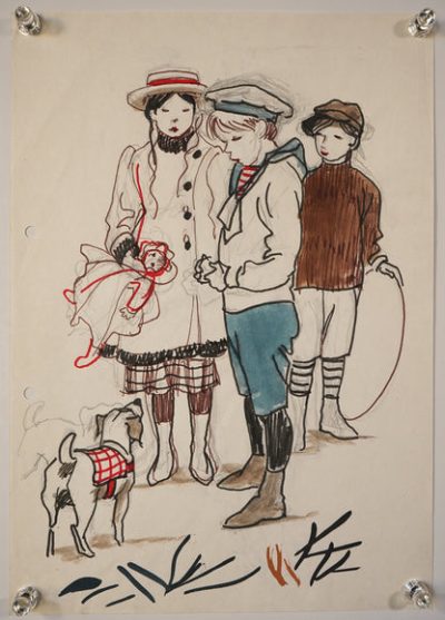 Four High Quality Drawings of Victorian Children at Play - Image 2