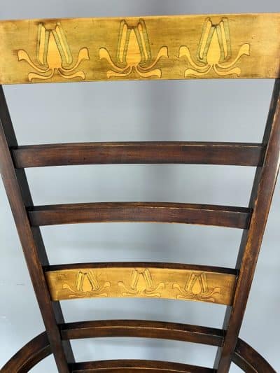 Art Nouveau Ladder Back Armchair / Desk Chair armchair Antique Chairs 8