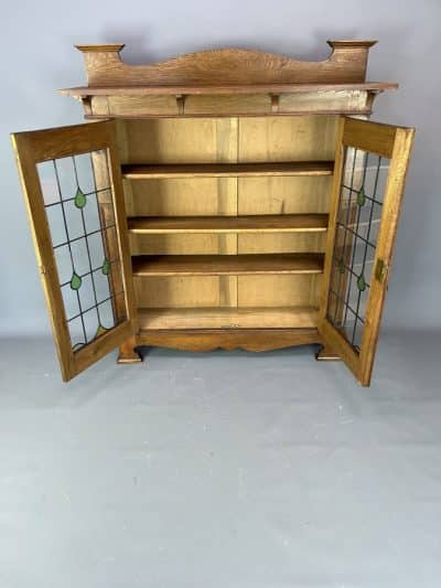 Arts & Crafts Oak Glazed Bookcase c1900 - Image 8
