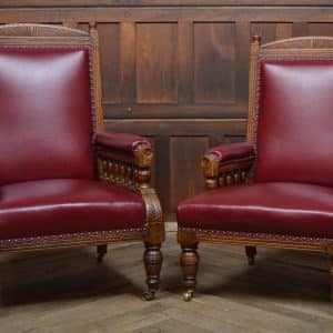 Pair Of Edwardian Oak Library Chairs SAI3066 Antique Chairs