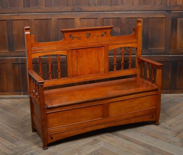 Arts & Crafts Oak Hall Bench SAI3071 Antique Chairs 14