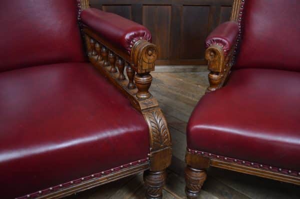 Pair Of Edwardian Oak Library Chairs SAI3066 Antique Chairs 21
