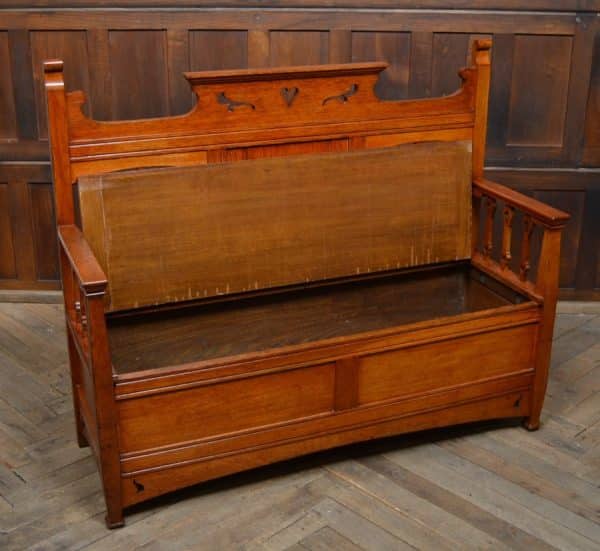 Arts & Crafts Oak Hall Bench SAI3071 - Image 10
