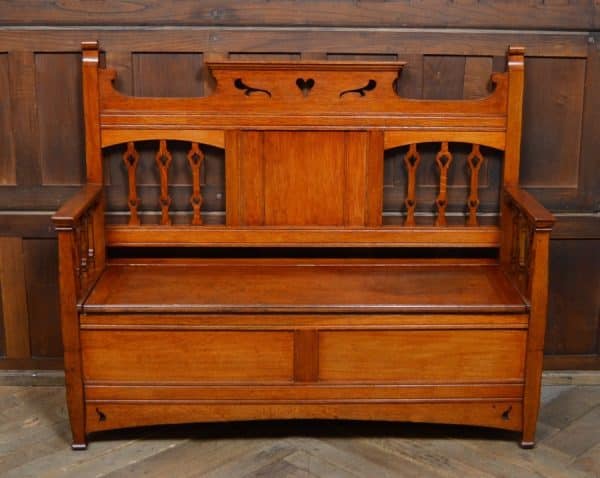 Arts & Crafts Oak Hall Bench SAI3071 - Image 9