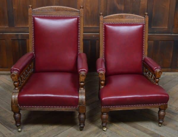 Pair Of Edwardian Oak Library Chairs SAI3066 - Image 16