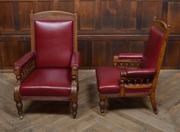 Pair Of Edwardian Oak Library Chairs SAI3066 - Image 14