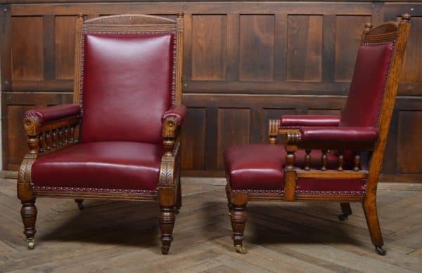Pair Of Edwardian Oak Library Chairs SAI3066 Antique Chairs 15