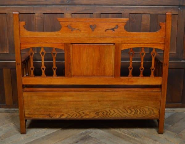 Arts & Crafts Oak Hall Bench SAI3071 - Image 4