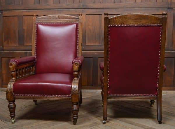 Pair Of Edwardian Oak Library Chairs SAI3066 - Image 12