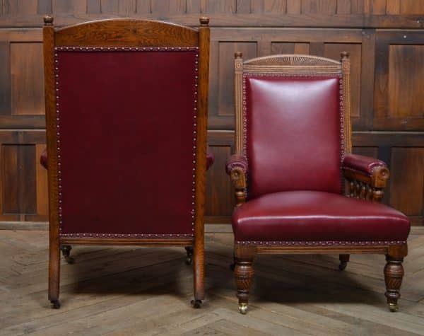 Pair Of Edwardian Oak Library Chairs SAI3066 Antique Chairs 10