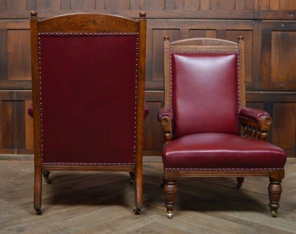 Pair Of Edwardian Oak Library Chairs SAI3066 - Image 8