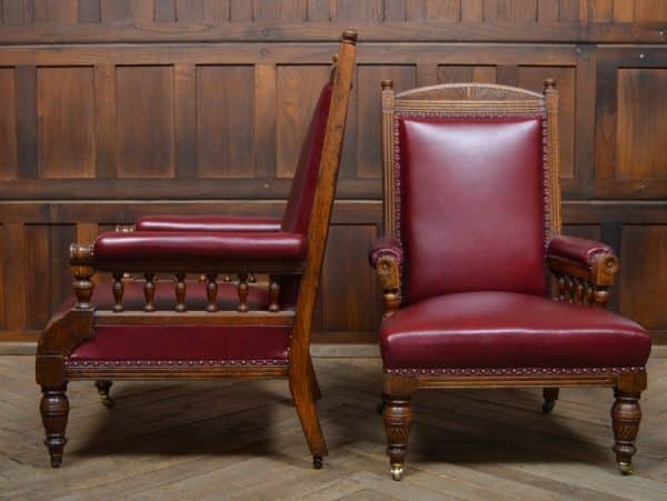 Pair Of Edwardian Oak Library Chairs SAI3066 Antique Chairs 9