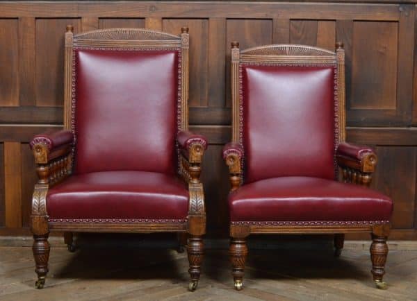 Pair Of Edwardian Oak Library Chairs SAI3066 Antique Chairs 8