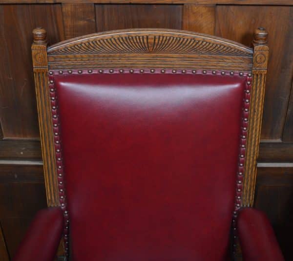 Pair Of Edwardian Oak Library Chairs SAI3066 Antique Chairs 5