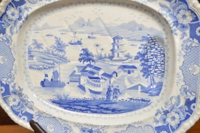 John & William Ridgway "India Temple" Blue & White Meat Charger SAI3076 - Image 5
