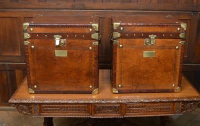 Pair Of Leather Storage Trunks/ Boxes SAI3074 Antique Boxes 4