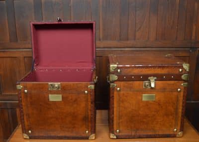 Pair Of Leather Storage Trunks/ Boxes SAI3074 Antique Boxes 5