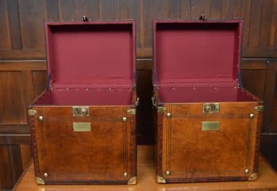 Pair Of Leather Storage Trunks/ Boxes SAI3074 Antique Boxes 6