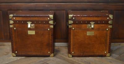 Pair Of Leather Storage Trunks/ Boxes SAI3074 Antique Boxes 8