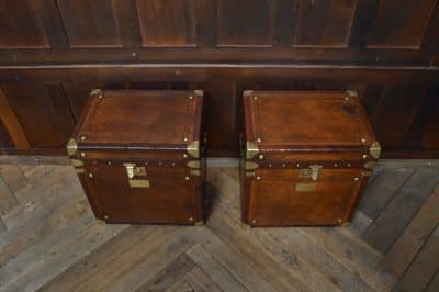 Pair Of Leather Storage Trunks/ Boxes SAI3074 Antique Boxes 19