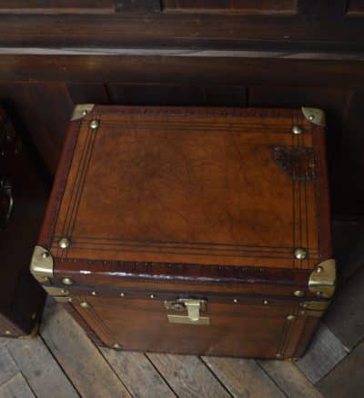 Pair Of Leather Storage Trunks/ Boxes SAI3074 Antique Boxes 17