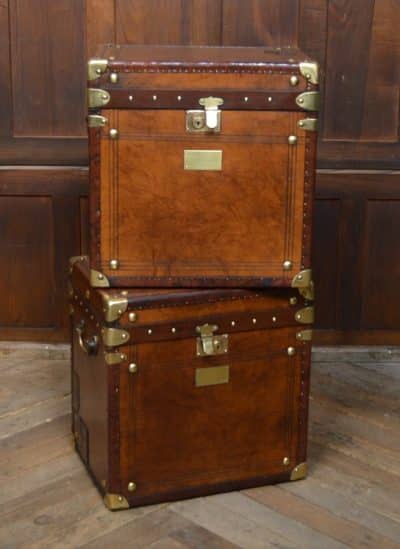 Pair Of Leather Storage Trunks/ Boxes SAI3074 Antique Boxes 16