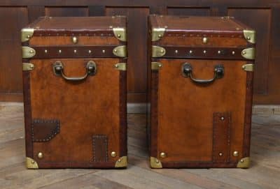 Pair Of Leather Storage Trunks/ Boxes SAI3074 Antique Boxes 15