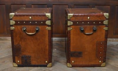 Pair Of Leather Storage Trunks/ Boxes SAI3074 Antique Boxes 13