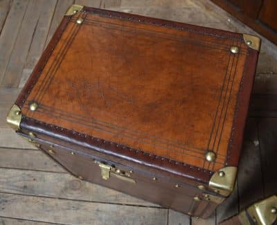 Pair Of Leather Storage Trunks/ Boxes SAI3074 Antique Boxes 10