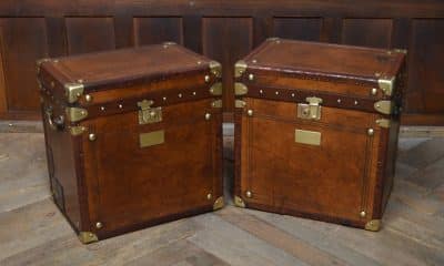 Pair Of Leather Storage Trunks/ Boxes SAI3074 Antique Boxes 9