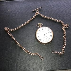 SOLD Gold 9CT DOUBLE ALBERT CHAIN & Pocket watch Antique Jewellery