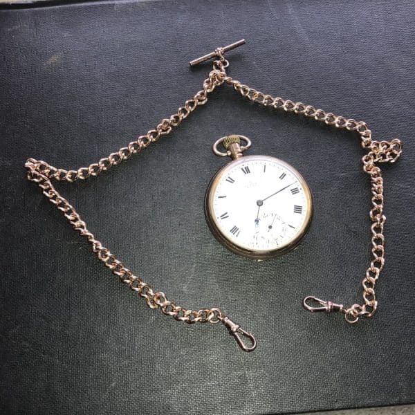 SOLD Gold 9CT DOUBLE ALBERT CHAIN & Pocket watch Antique Jewellery 3
