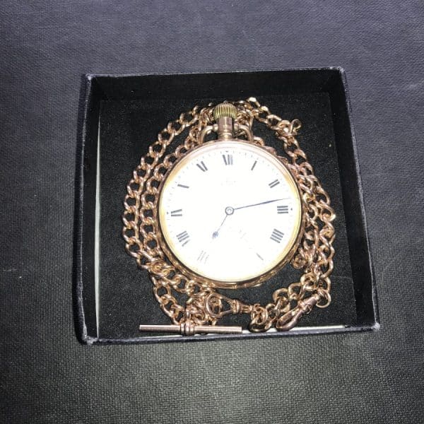 SOLD Gold 9CT DOUBLE ALBERT CHAIN & Pocket watch Antique Jewellery 10
