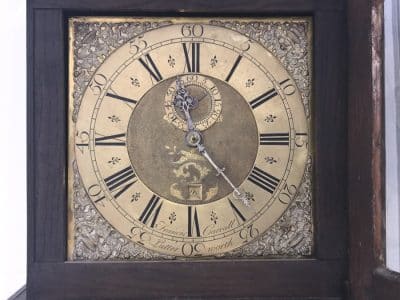 LONG CASED OAK CLOCK 30 HR BRASS FACED - Image 6