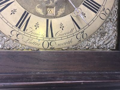 LONG CASED OAK CLOCK 30 HR BRASS FACED - Image 7