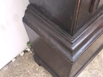 LONG CASED OAK CLOCK 30 HR BRASS FACED - Image 10