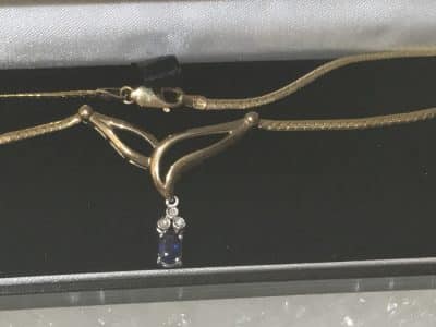 Diamonds & Sapphire 9KT Solid Gold Necklace - Image 3