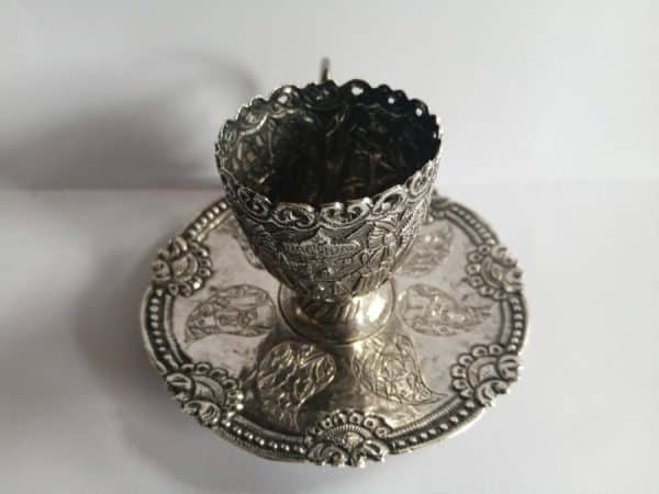 Exquisite & RARE WW2 Iraqi Silver MINIATURE Cup & Saucer BAGHDAD Marsh Arab Iraq Antique Silver 5