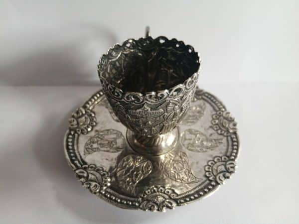Exquisite & RARE WW2 Iraqi Silver MINIATURE Cup & Saucer BAGHDAD Marsh Arab - Image 3
