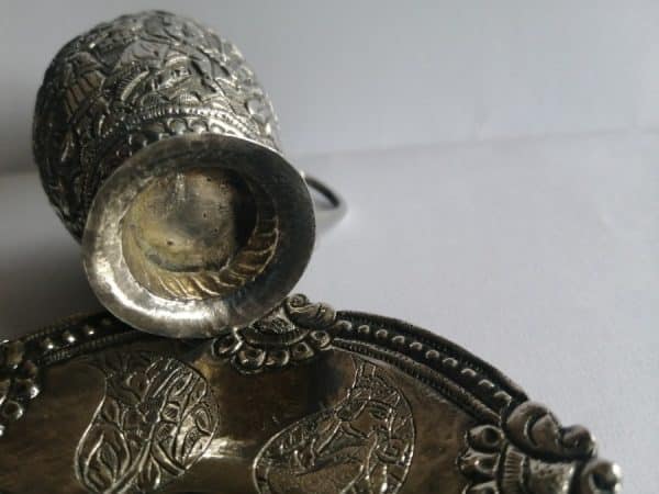 Exquisite & RARE WW2 Iraqi Silver MINIATURE Cup & Saucer BAGHDAD Marsh Arab Iraq Antique Silver 10