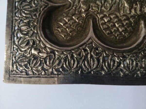 RARE Anglo Indian Silver card TRAY engraved PIERCED c1880 UNUSUAL Kutch Kashmir India Antique Silver 6