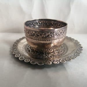 Beautiful Anglo Indian Silver Tumbler & Dish Set Ceremonial c1900 Anglo Indian Antique Silver