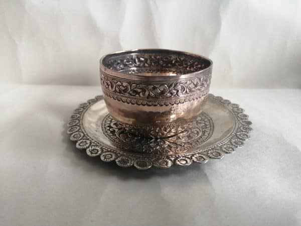 Beautiful Anglo Indian Silver Tumbler & Dish Set Ceremonial c1900 Anglo Indian Antique Silver 3
