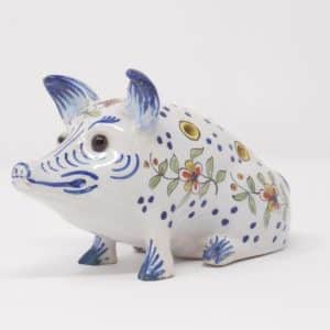 French Faience Figural Pig Quill Holder French Faience Antique Ceramics